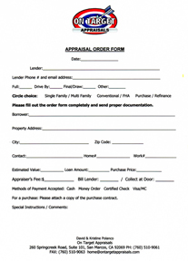 Click here to save a PDF copy of this Order Appraisal Form to your computer